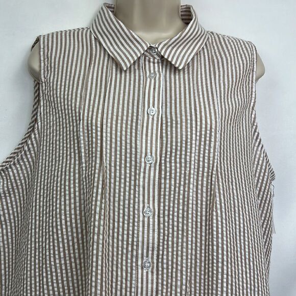 Vici Hampton Shades taupe & white sear sucker sleeveless romper NWT size XL - Picture 2 of 13